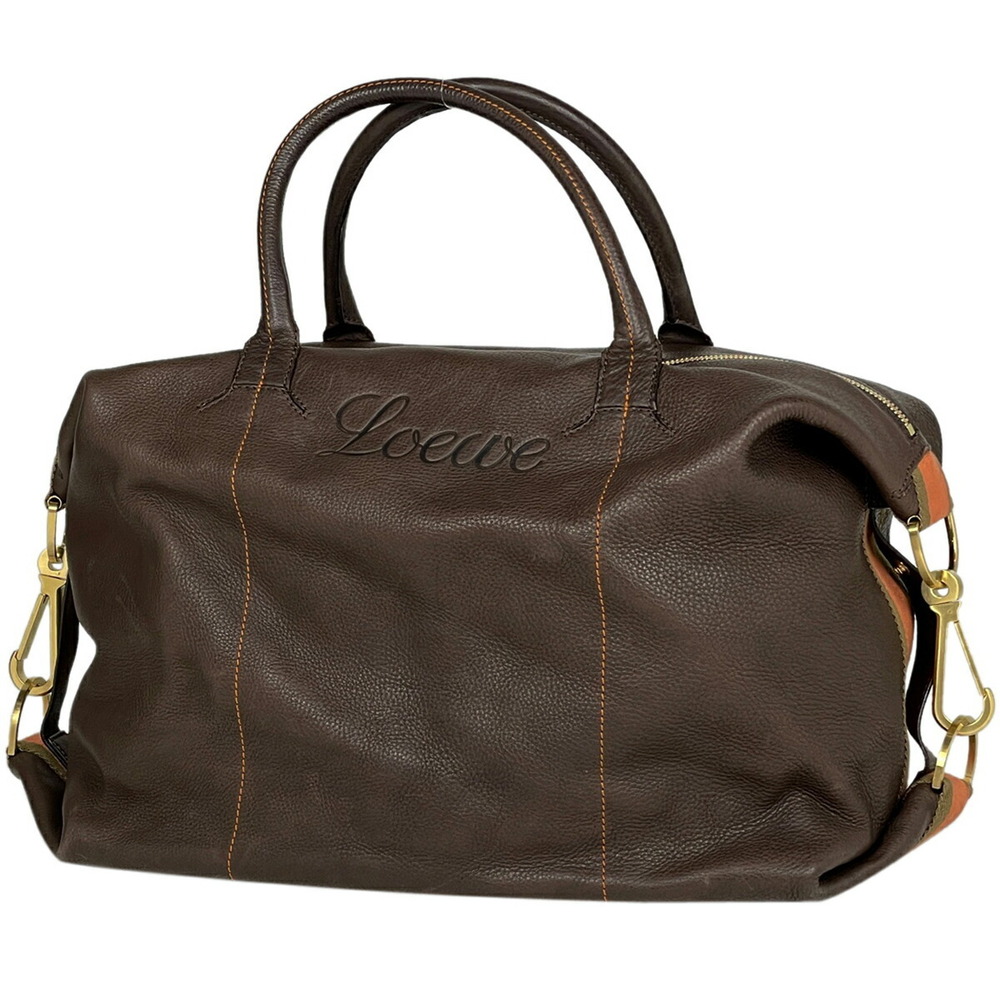 Loewe logo Boston bag handbag travel leather brown